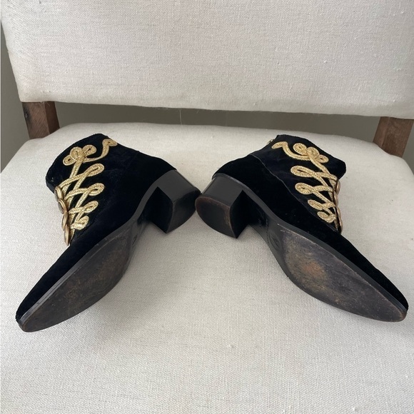 Modern Vice Black velvet with gold embroidery Ankle Boots size 6.5 - Picture 6 of 6